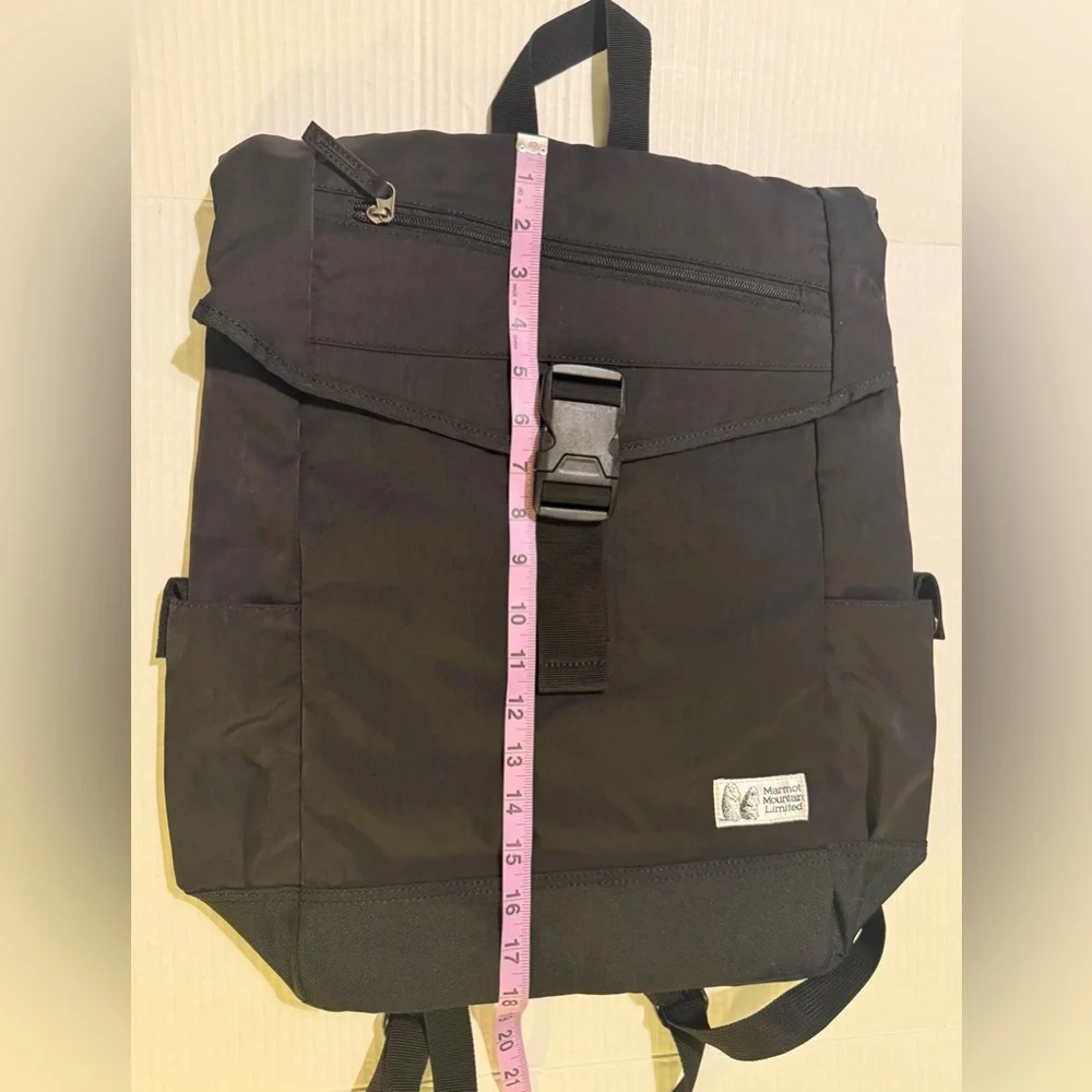 Marmot Mountain Limited Black Nylon Fold Over Flap Backpack